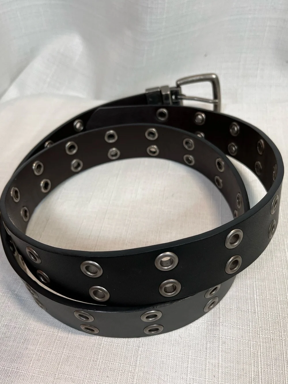 Reversible Black Brown Double Grommet Belt XL 42-46 Rotating Buckle Punk Y2K